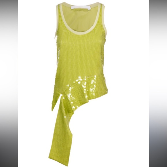 Helmut Lang Tops - NWT Helmut Lang Green Sequinned Tank Top In Parrot, size 0